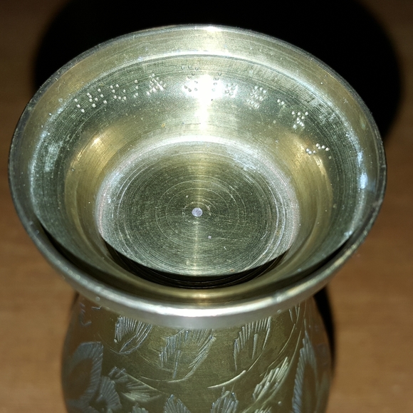 Vintage Brass Vase India Etched BOHO Decor - Picture 3 of 5